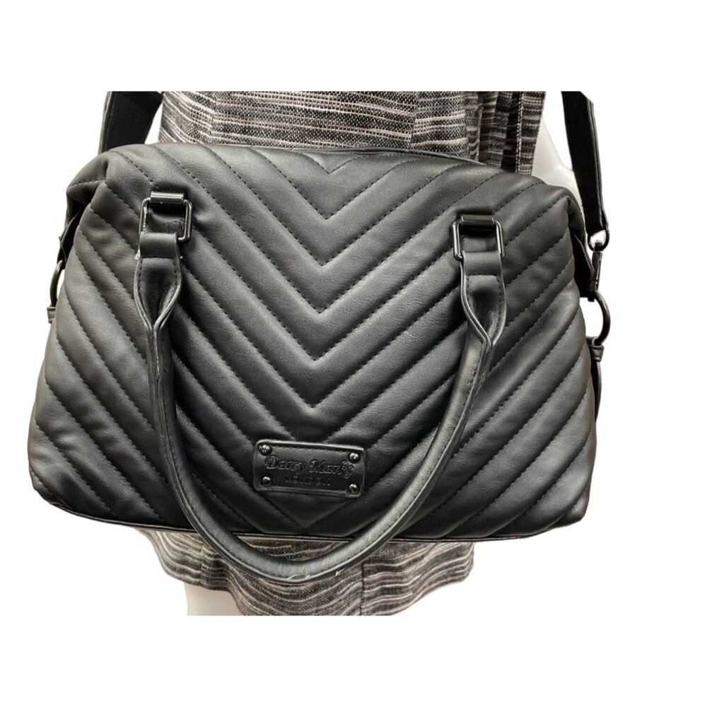 Darcy Marks Women's Black Quilted Crossbody Handbag Purse SKU 1453